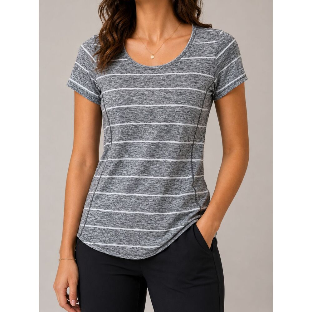 The North Face FlashDry XD Women’s XS Gray Striped Athletic Tee Shirt